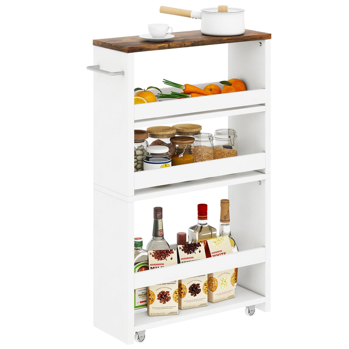IBUYKE Slim Storage Cart Skinny Rolling Cart Utility Trolley UWST005W
