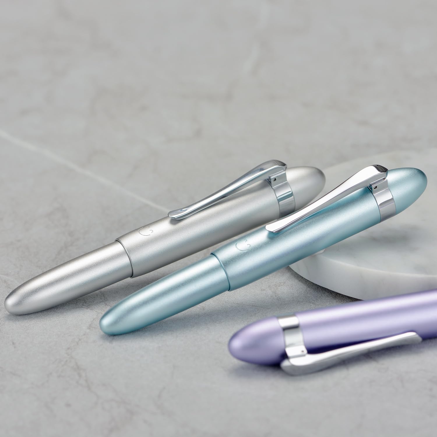 HONG DIAN M1 Fountain Pen Fine Nib, Purple & Submarine Shape Aluminium Short Mini Pocket Travel Pen