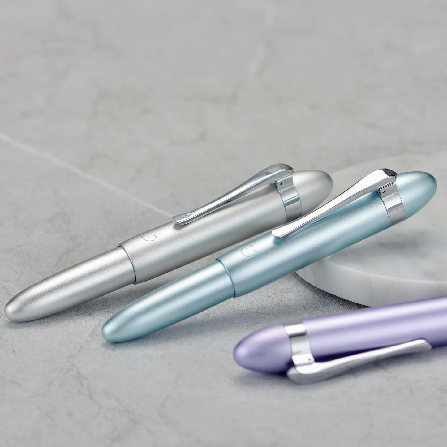 HONG DIAN M1 Fountain Pen Extra Fine Nib, Purple & Submarine Shape Aluminium Short Mini Pocket