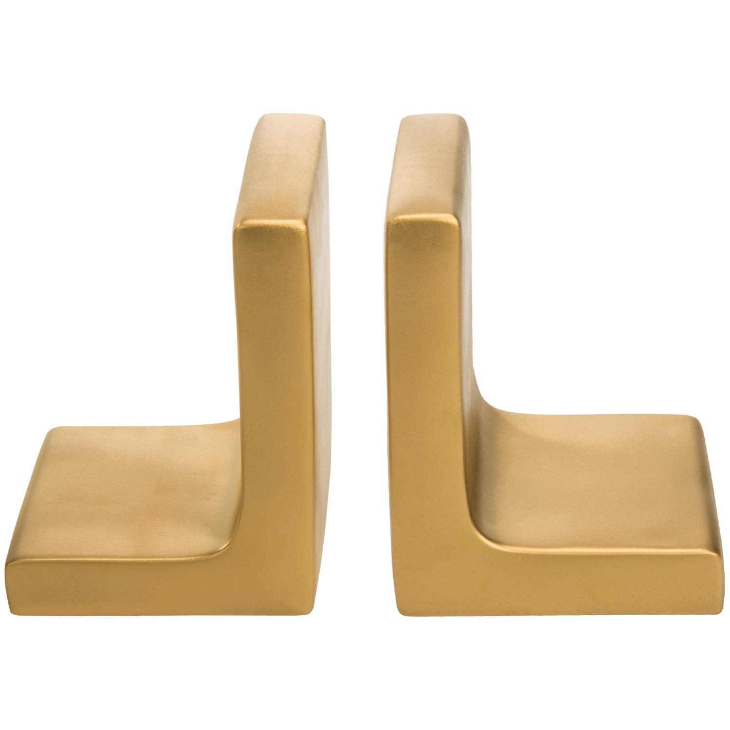 MyGift Modern Gold Concrete Office Bookshelf Decor Bookends for Heavy Book and Textbooks, Desktop