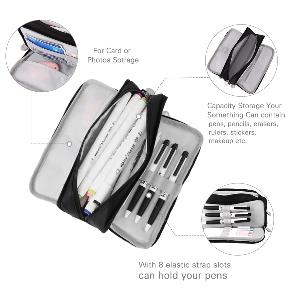 iSuperb Large Pencil Case 3 Compartments Pencil Pouch Big Capacity Pencil Bag for Kids Teen Girls