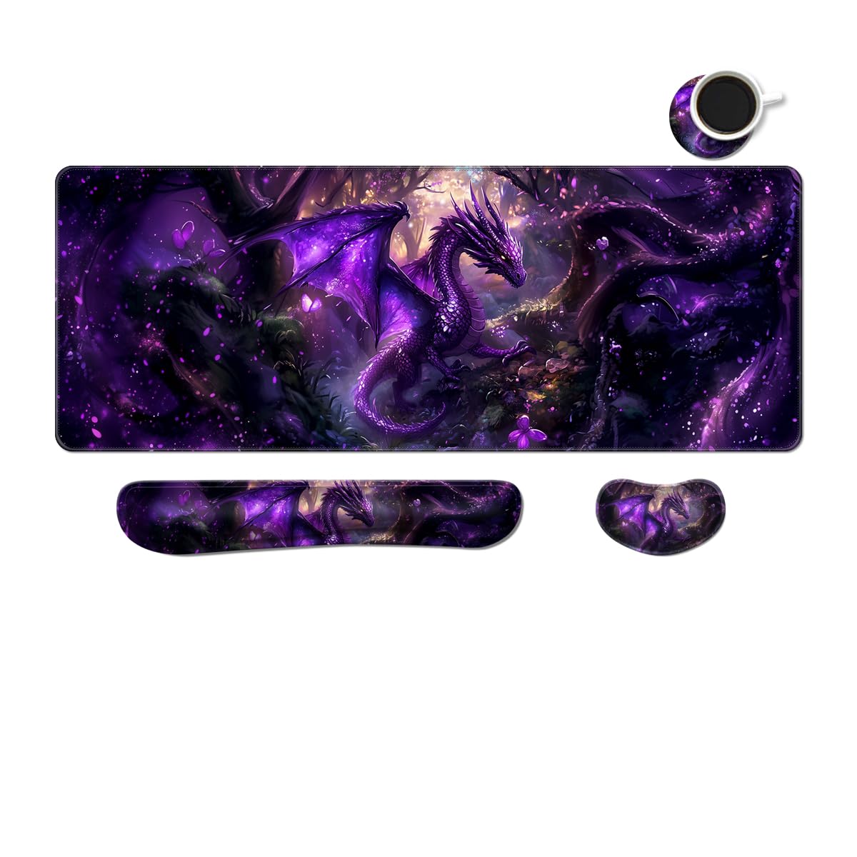 MIBITRI Keyboard Mouse Pad Set, Extended Gaming Mouse Pad+Ergonomics Keyboard Wrist Rest Support