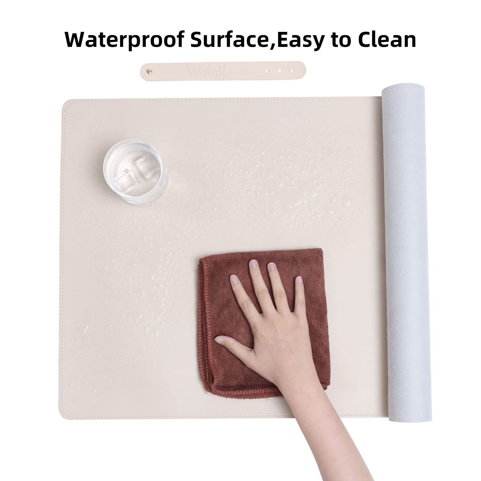 Wolaile Desk Blotter Pad,27x13 inch PU Leather Computer Mouse Mat,Non-Slip Waterproof Writing