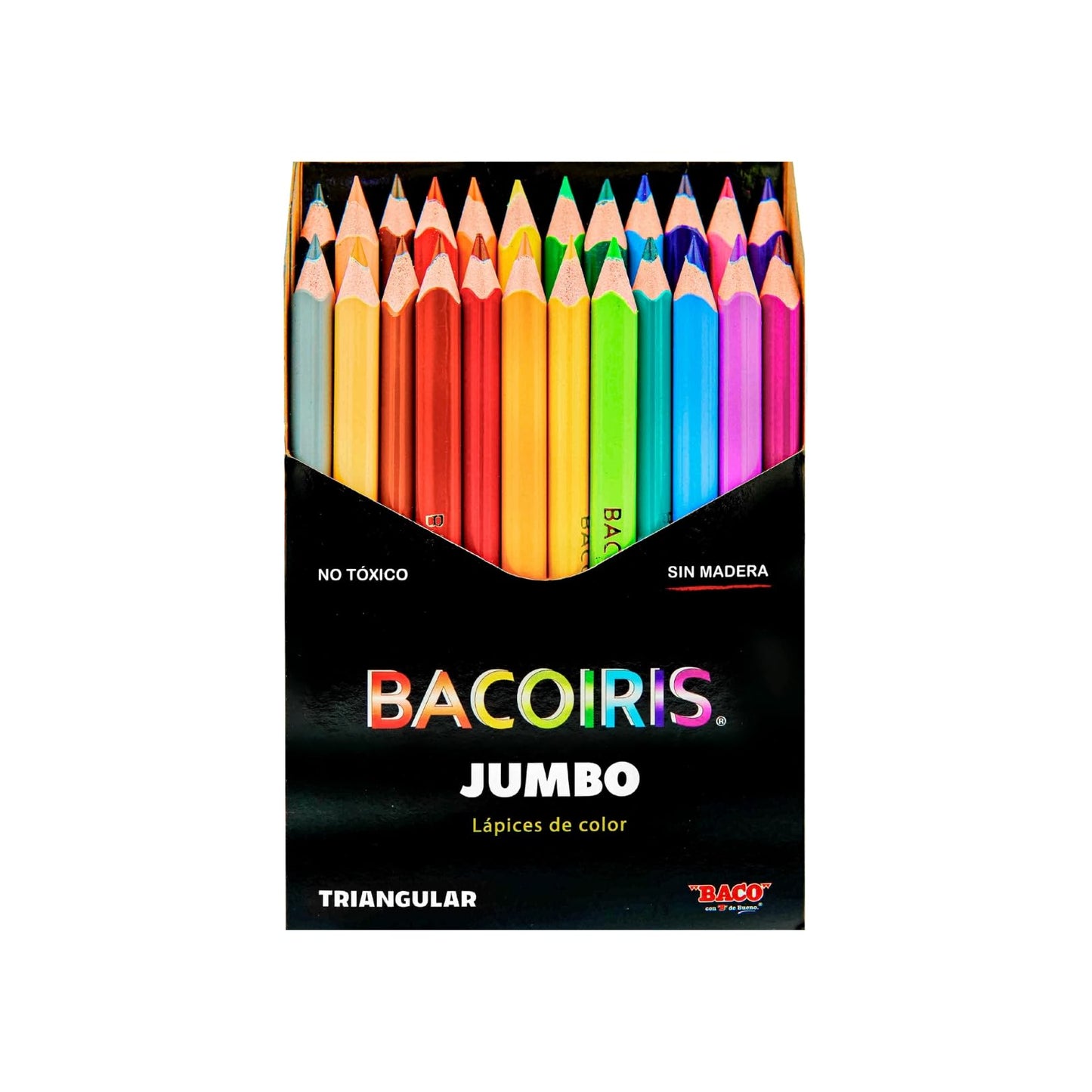 BACO JUMBO Triangular Coloured Pencils Tip 33 mm Rainbow 24 Pieces