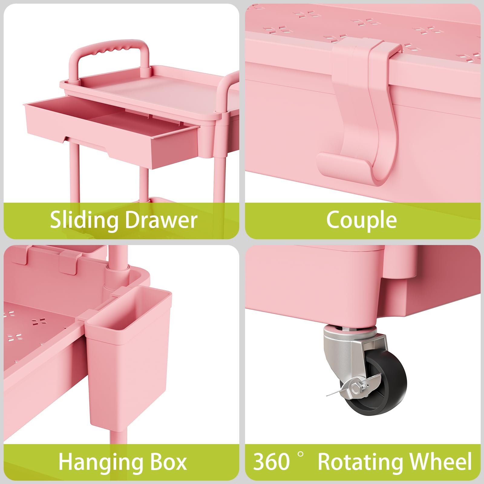 Sorgion 5 Tier Rolling Cart Organizer,Bathroom Cart Organizers with Wheels Laundry Room