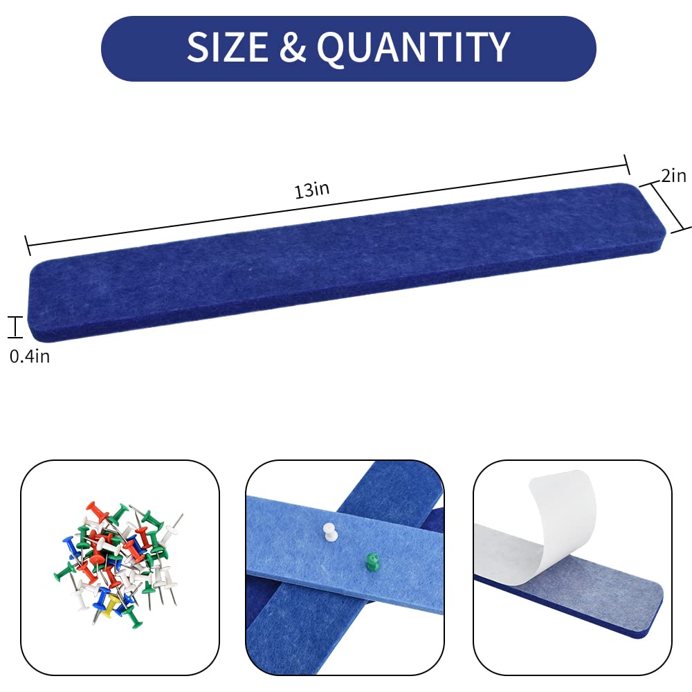Vuzvuv 8Pcs Cork Bulletin Board Strips for Wall Office-Blue