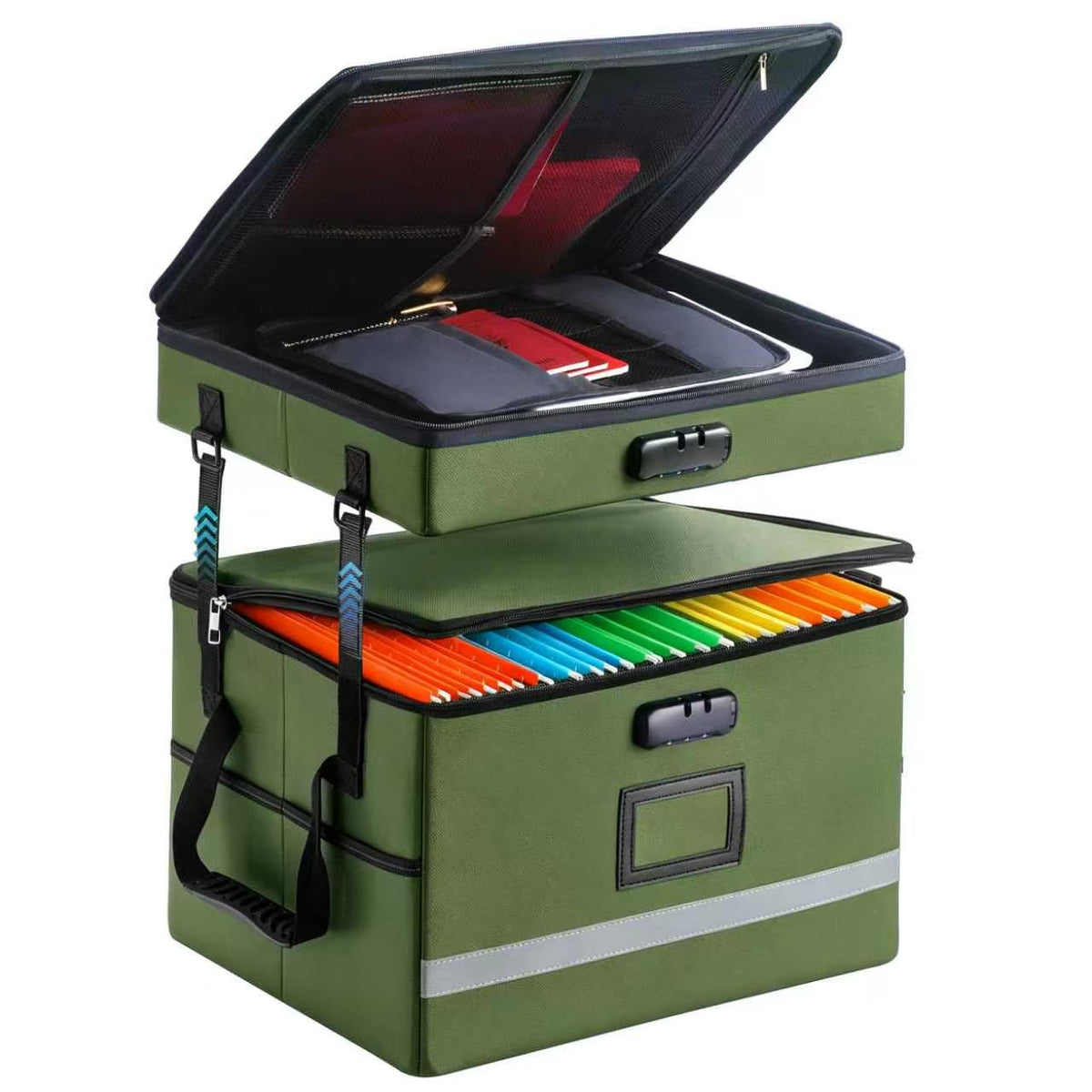 EXLIFBAG Fireproof File Organizer with Lock, 2 Layer