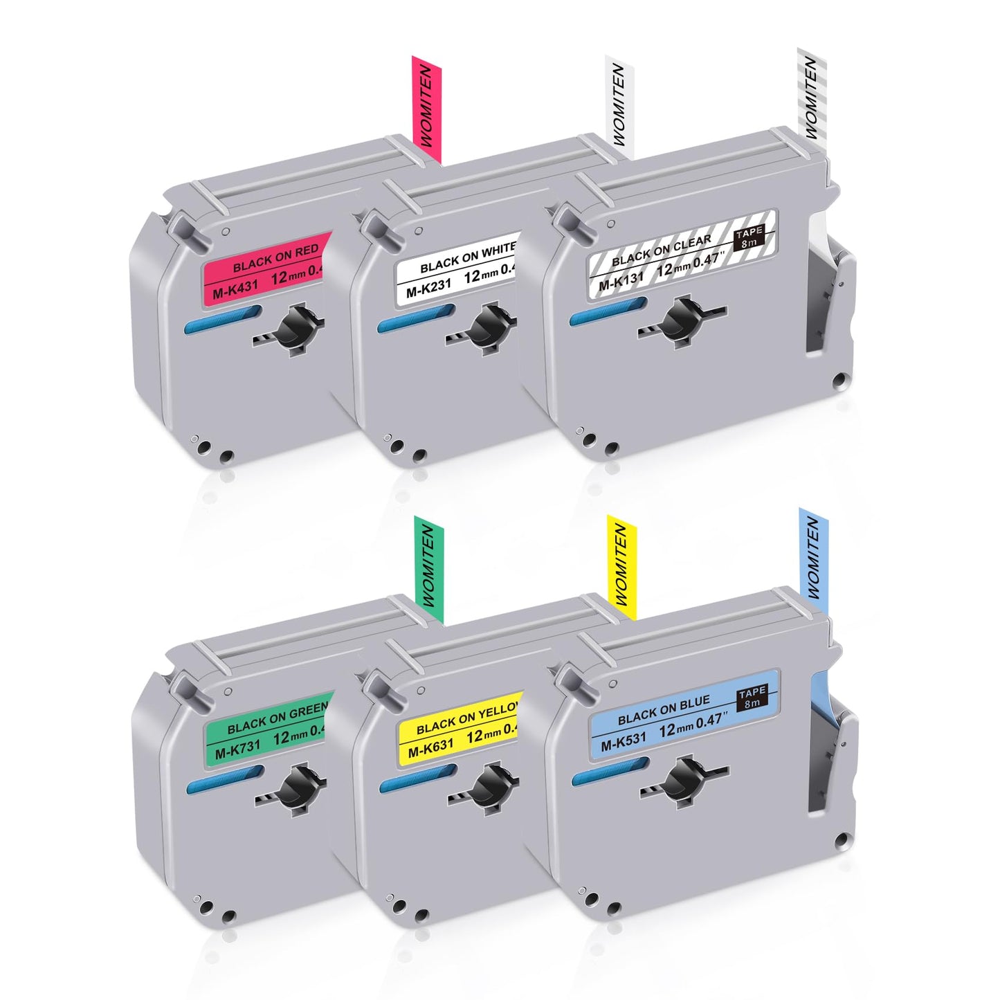 Womiten PT-M95 Label Maker Tape Compatible for Brother M Tape M-K231s Color