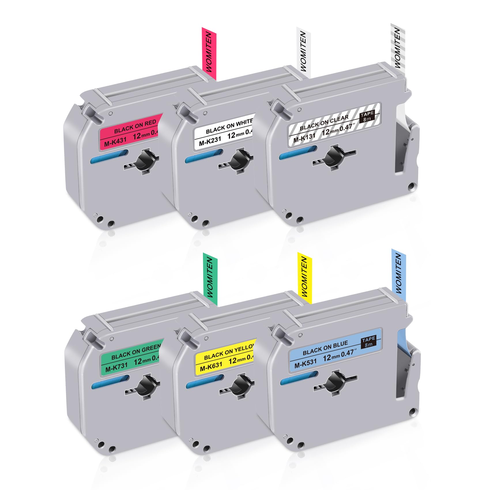 Womiten PT-M95 Label Maker Tape Compatible for Brother M Tape M-K231s Color
