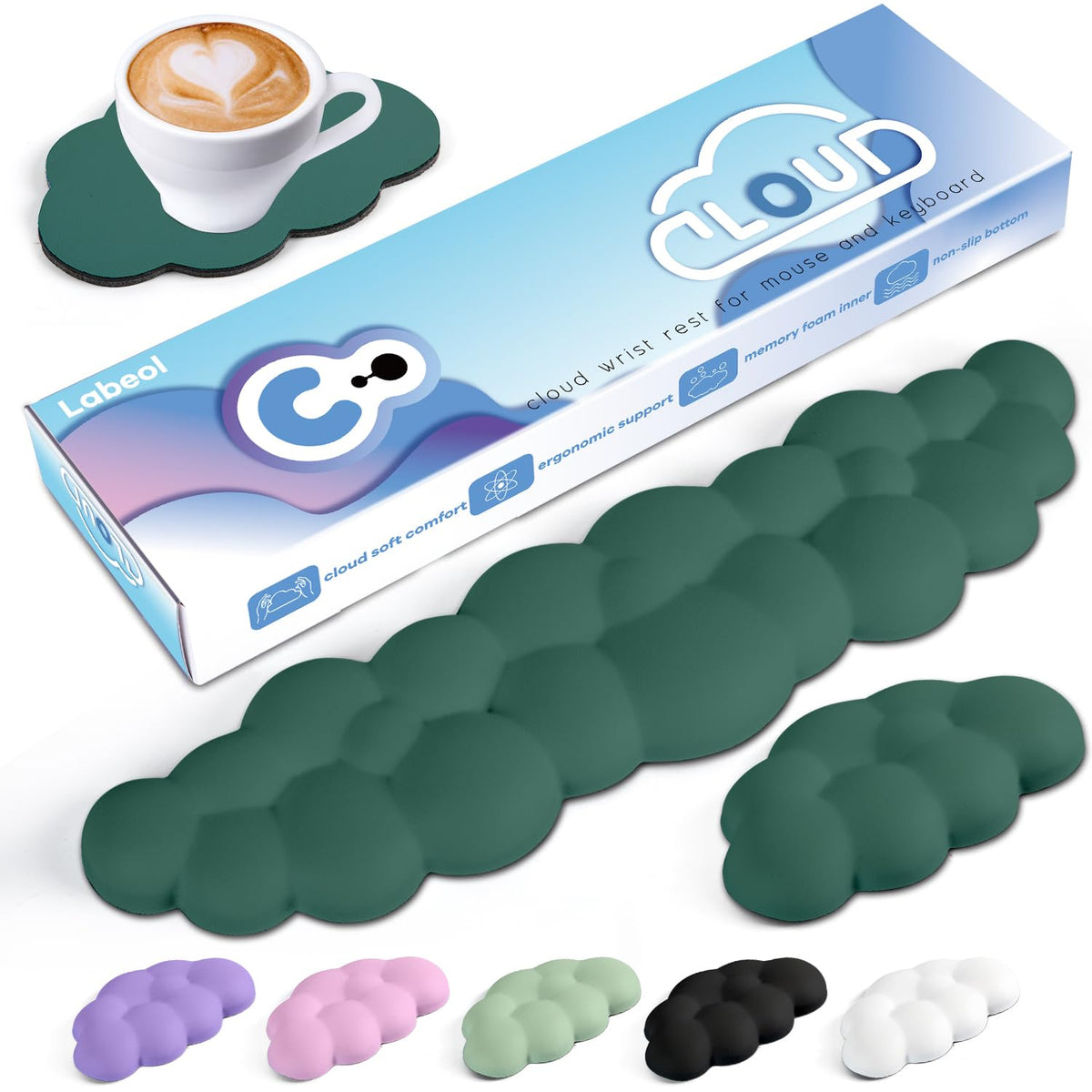 Cloud Wrist Rest for Computer Keyboard Arm Wrist Rest with Non-Slip Base Extended Wrist Rest