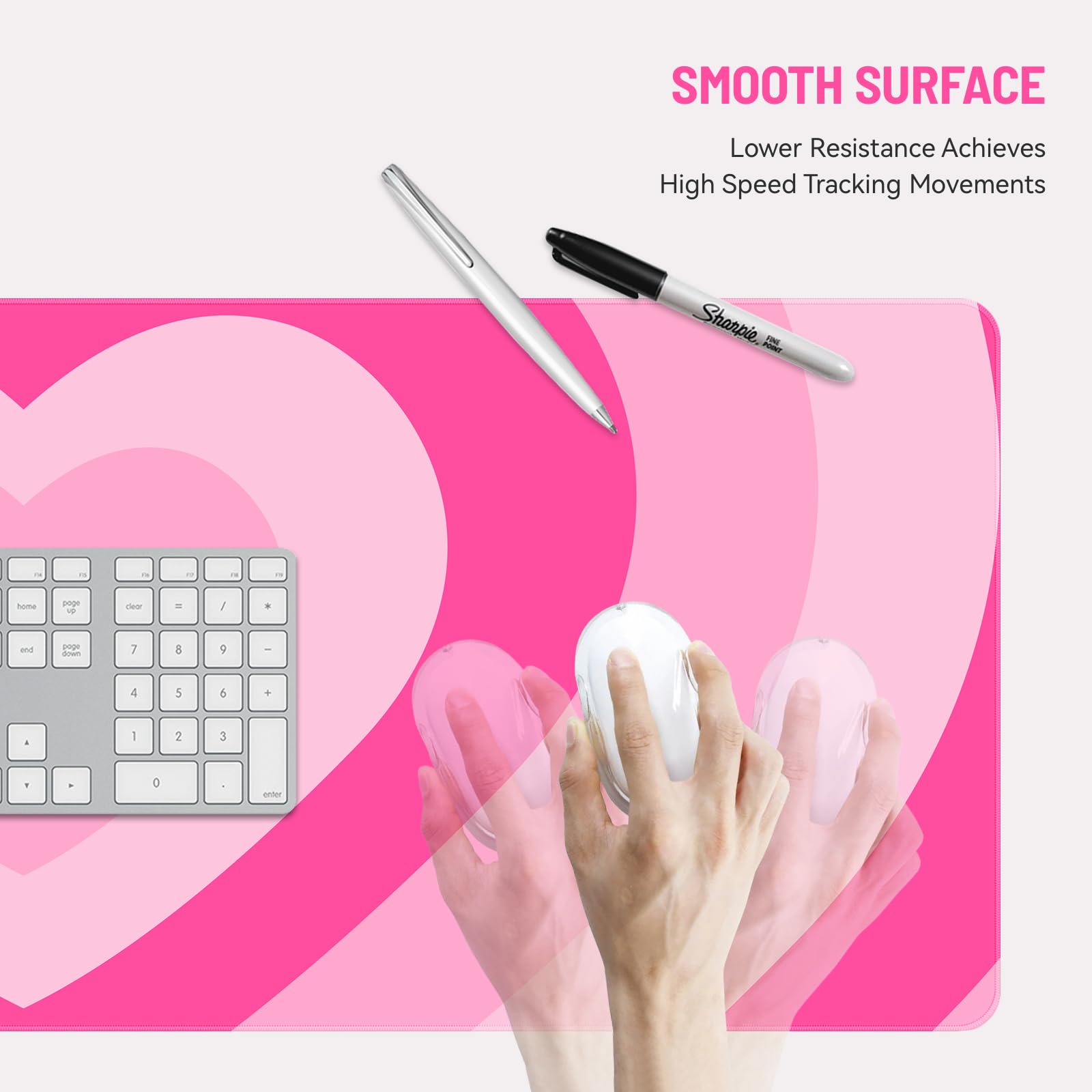 Stanoha Cute Desk Mat for Keyboard Desktop Extra Large Mouse Pad, Heart