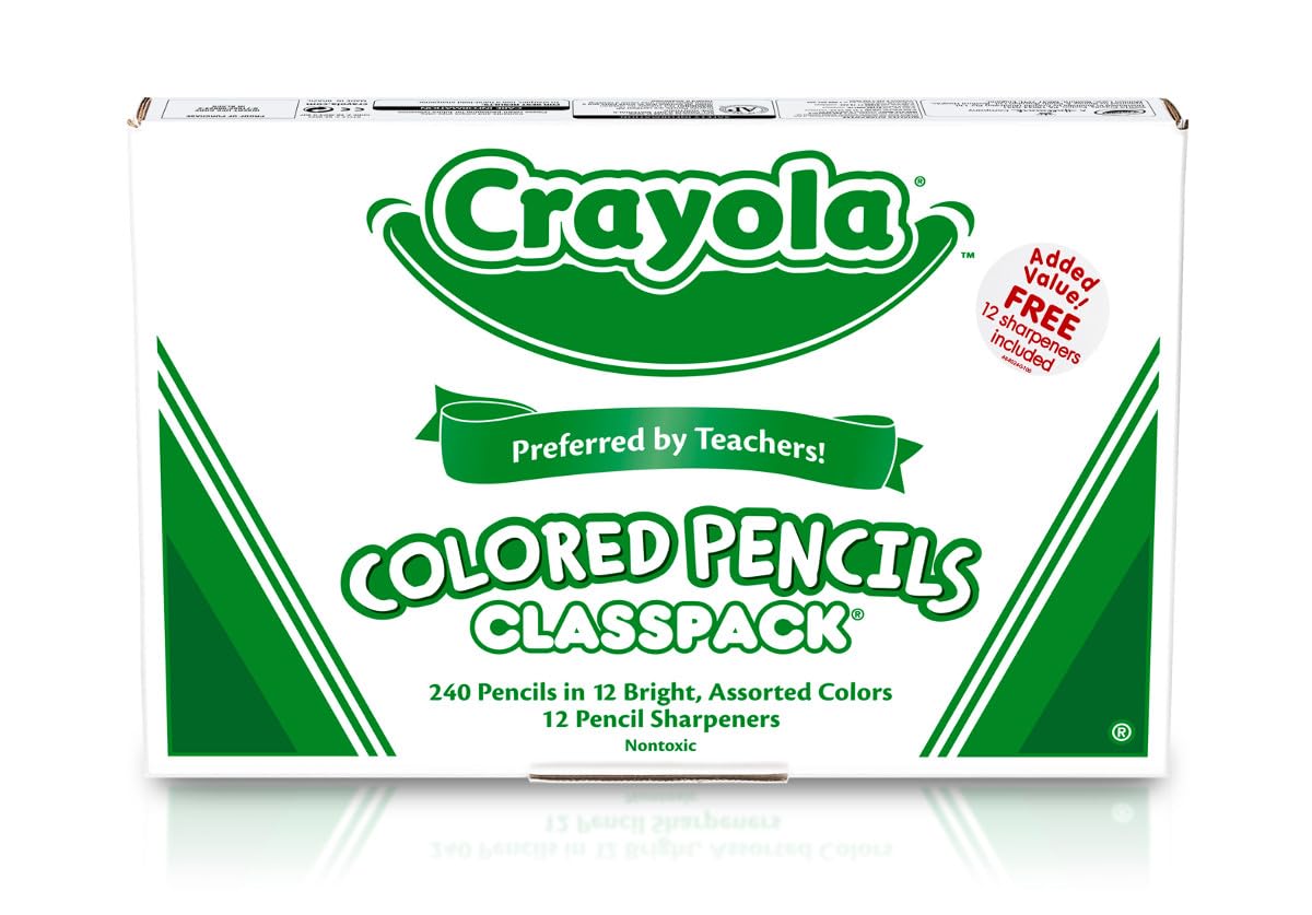 Crayola Colored Pencils Classpack (240 Ct), Bulk Classroom Supplies, Colored Pencils for School, 12