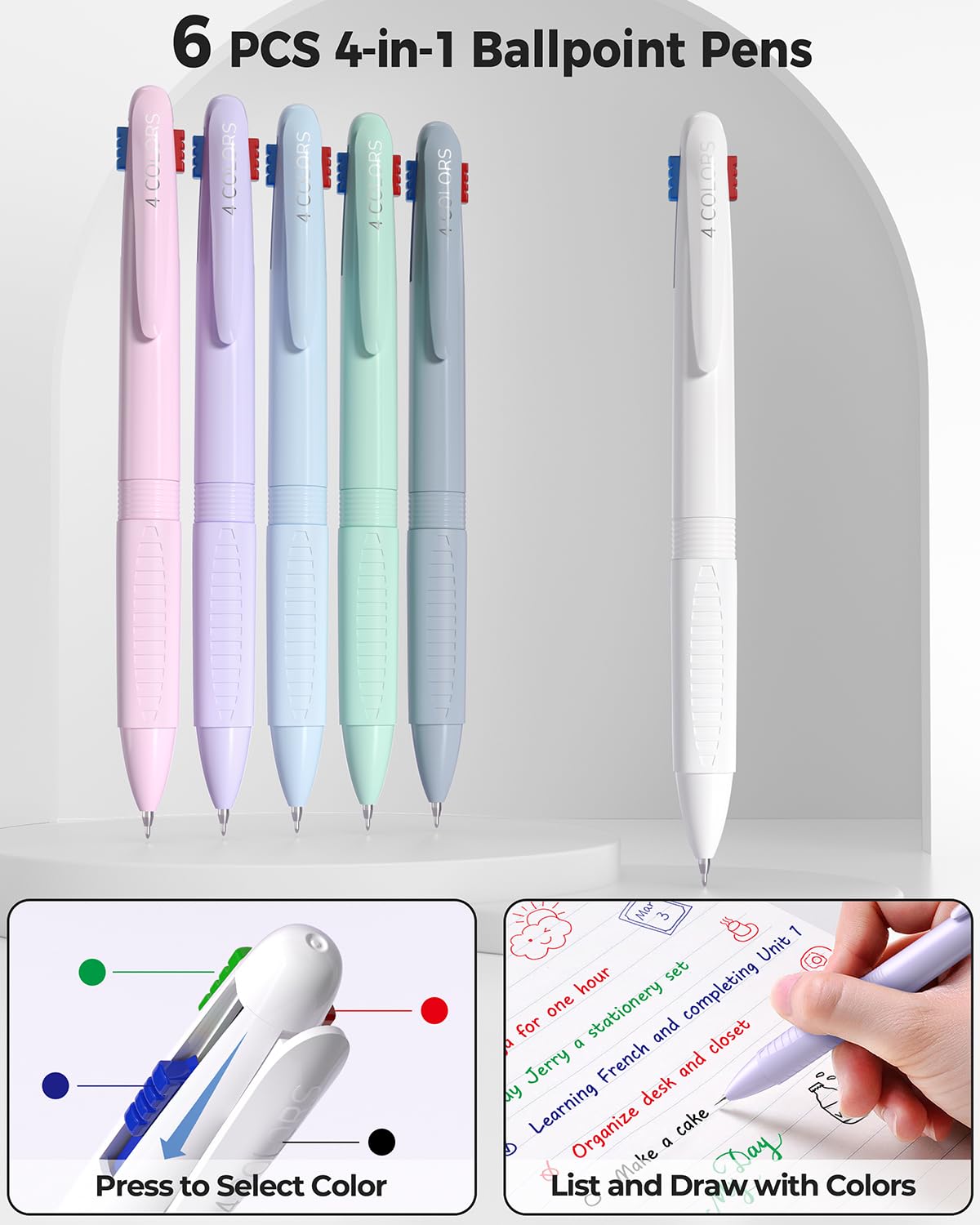 Four Candies 56 PCS Aesthetic School Supplies with Pencil Case (Grey)