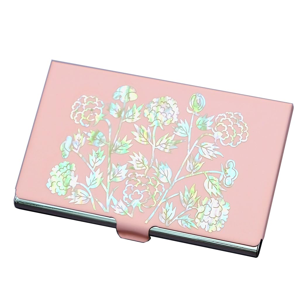Antique Alive Mother of Pearl Design RFID Blocking Protection Business Card Case, Credit Card
