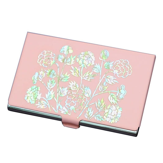 Antique Alive Mother of Pearl Design RFID Blocking Protection Business Card Case, Credit Card