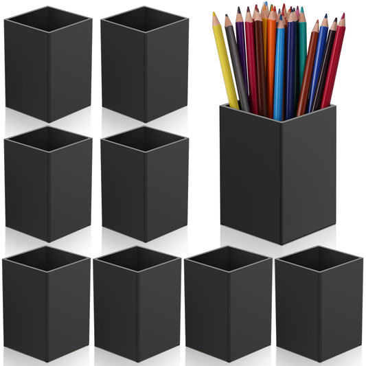 AFOROEOA 10Pack Black Acrylic Pen Holder, Desktop Pencil Organizer Makeup Brush Holder Acrylic