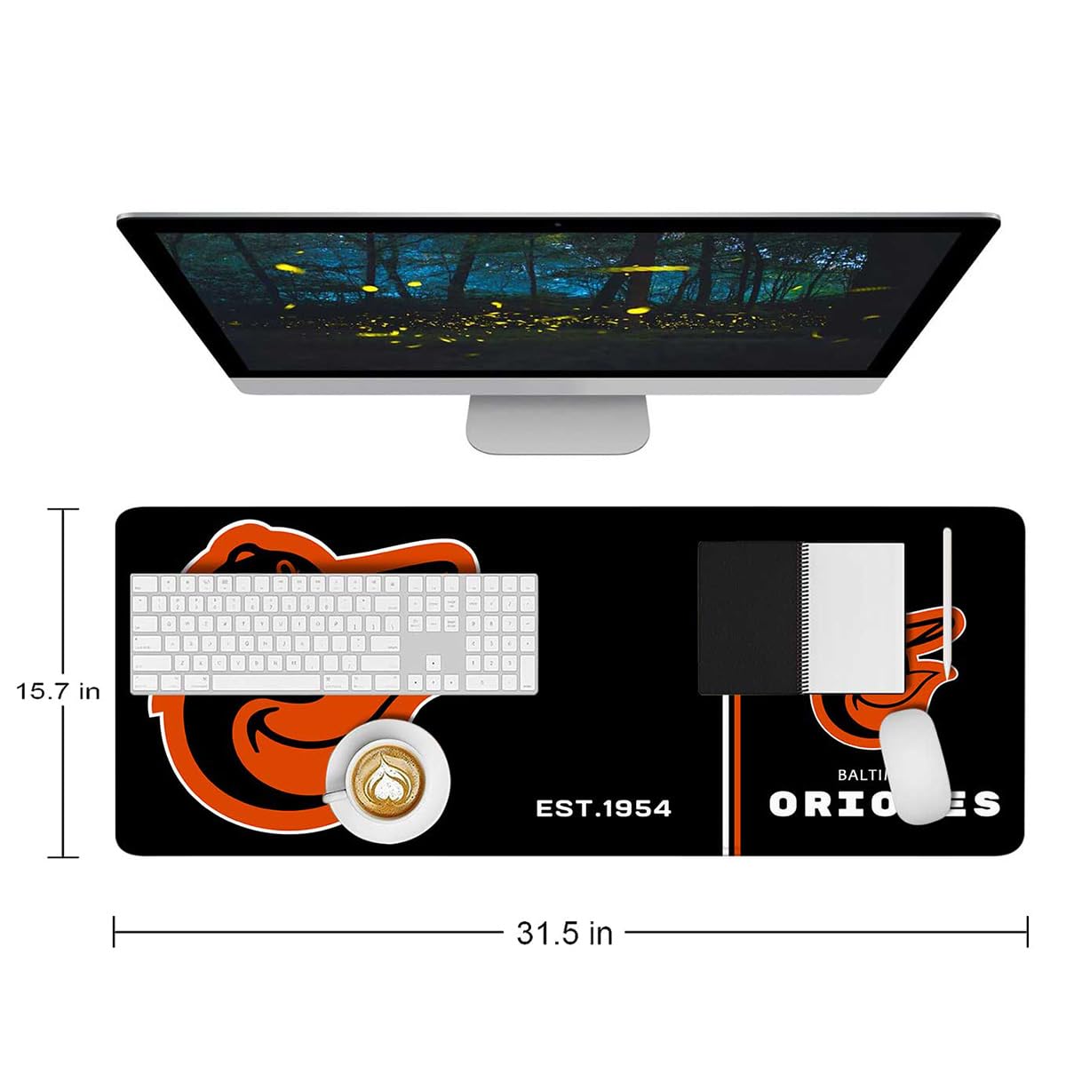 Baseball Mouse Pad Extended Large Gaming Desk Pad 31.5 x 11.8 Inch, XL Mousepad Topographic Mouse