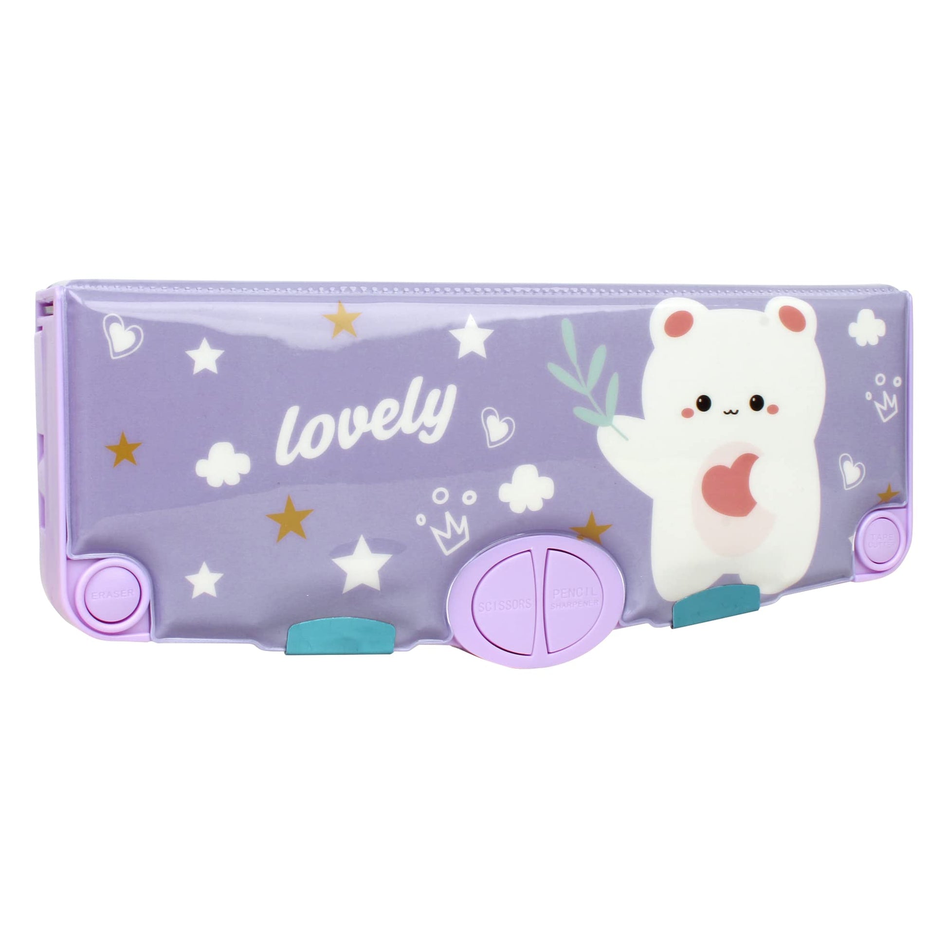 Minache Multifunction Pencil Case Pencil Box with 2 Compartments Cartoon Pattern Stationery Set
