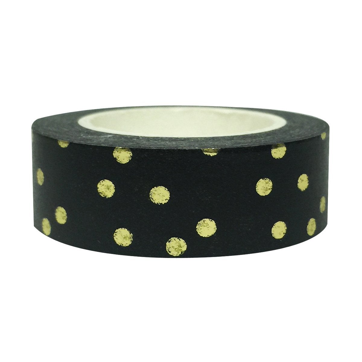 Wrapables Colorful Washi Masking Tape, Black and Metallic Gold Dots