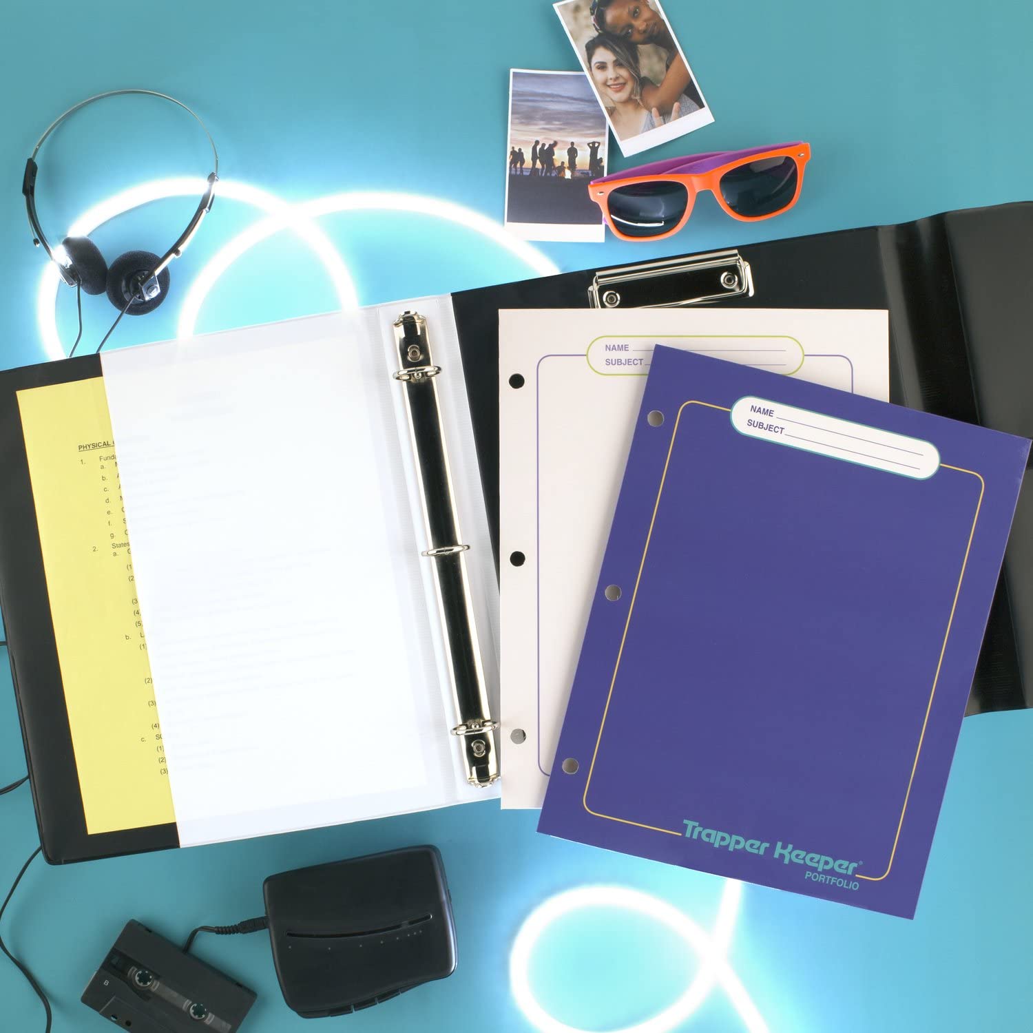Mead Trapper Keeper Binder, Retro Design, 1 Inch Binder with Folders and Pockets, Holds 8-1/2" x