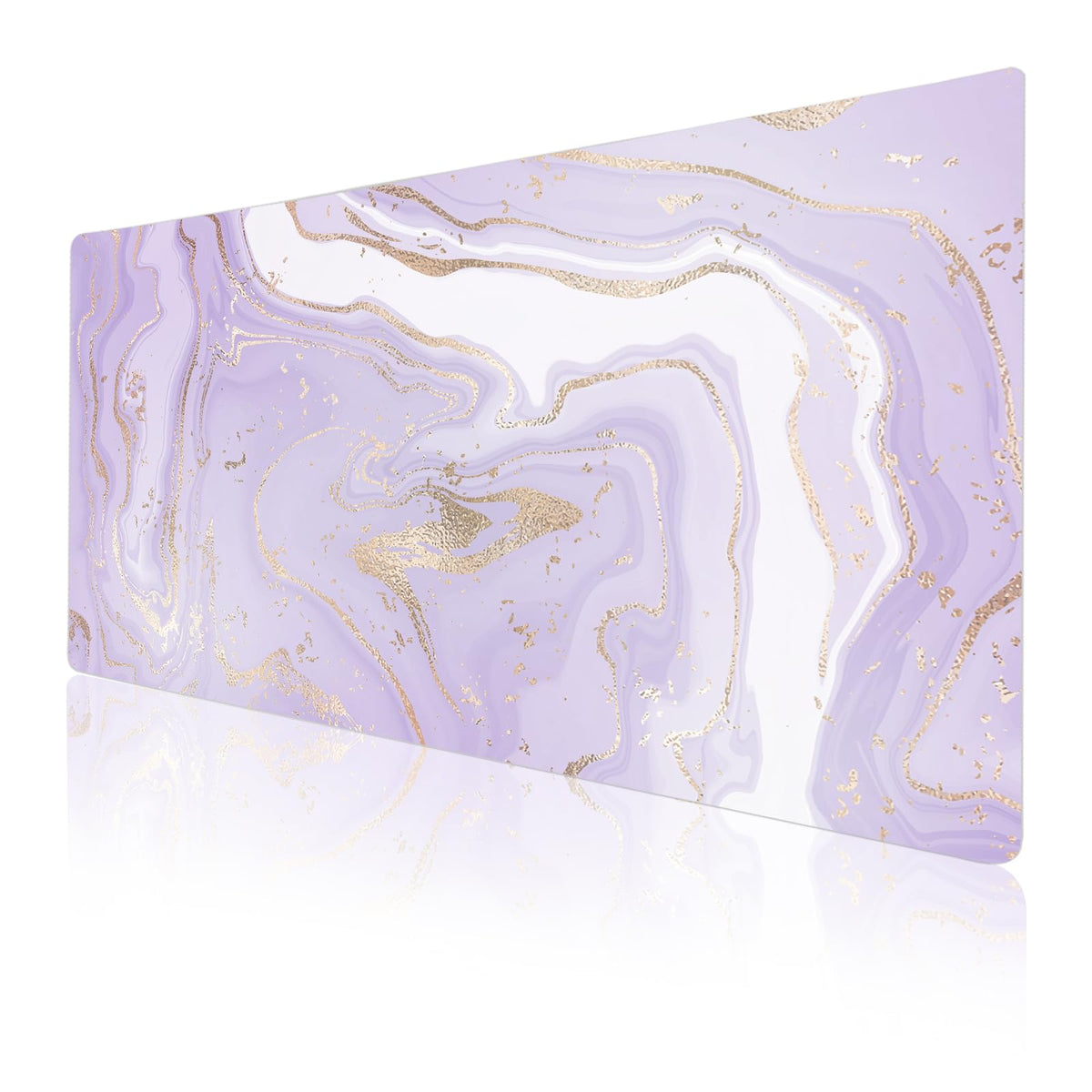 Faux Leather Large Mouse Pad, Office Desk Mat, 31.5"x15.7", Violet Marble