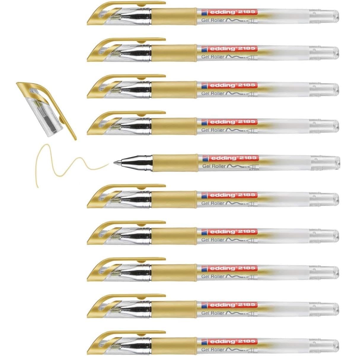 Edding 2185 gel roller - gold - box of 10-0.7 mm - gel pen for writing, drawing, colouring