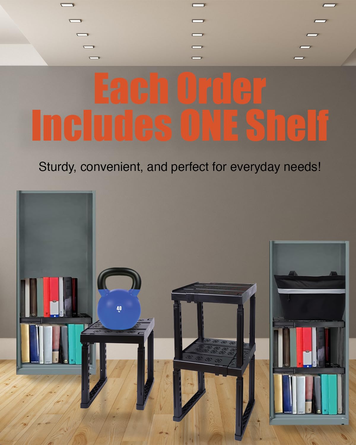 Piffny Locker Organizer Shelf, Adjustable Width and Height, Ideal for School, Office, and Gym