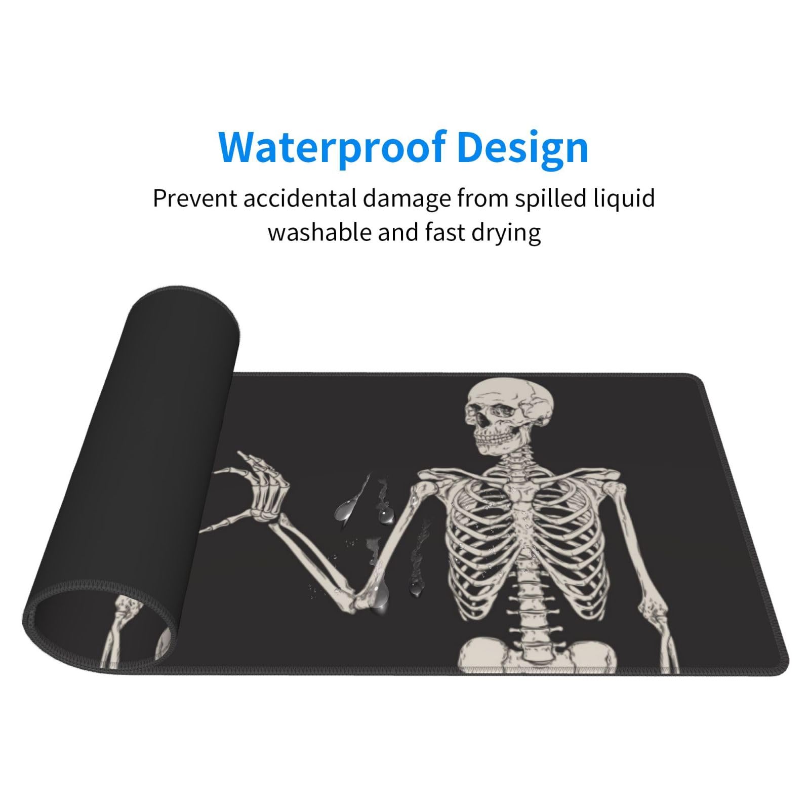 Halloween Funny Skull Skeleton Love Large Gaming Mouse Pad, Extended Big Keyboard Mouse Mat, Long