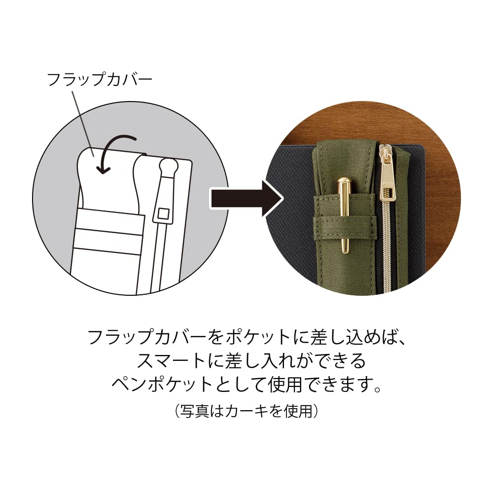 DESIGNPHIL Midori 41823006 Pen Case, Book Band Pen Case, Navy Blue, For B6 - A5
