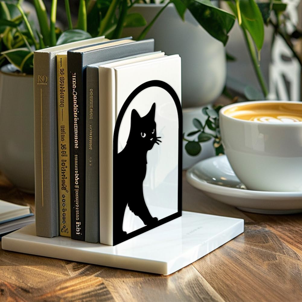 Peacoblue 5.3"x4.3"x7.9" Metal Bookends, Heavy Duty Book Ends for Shelves