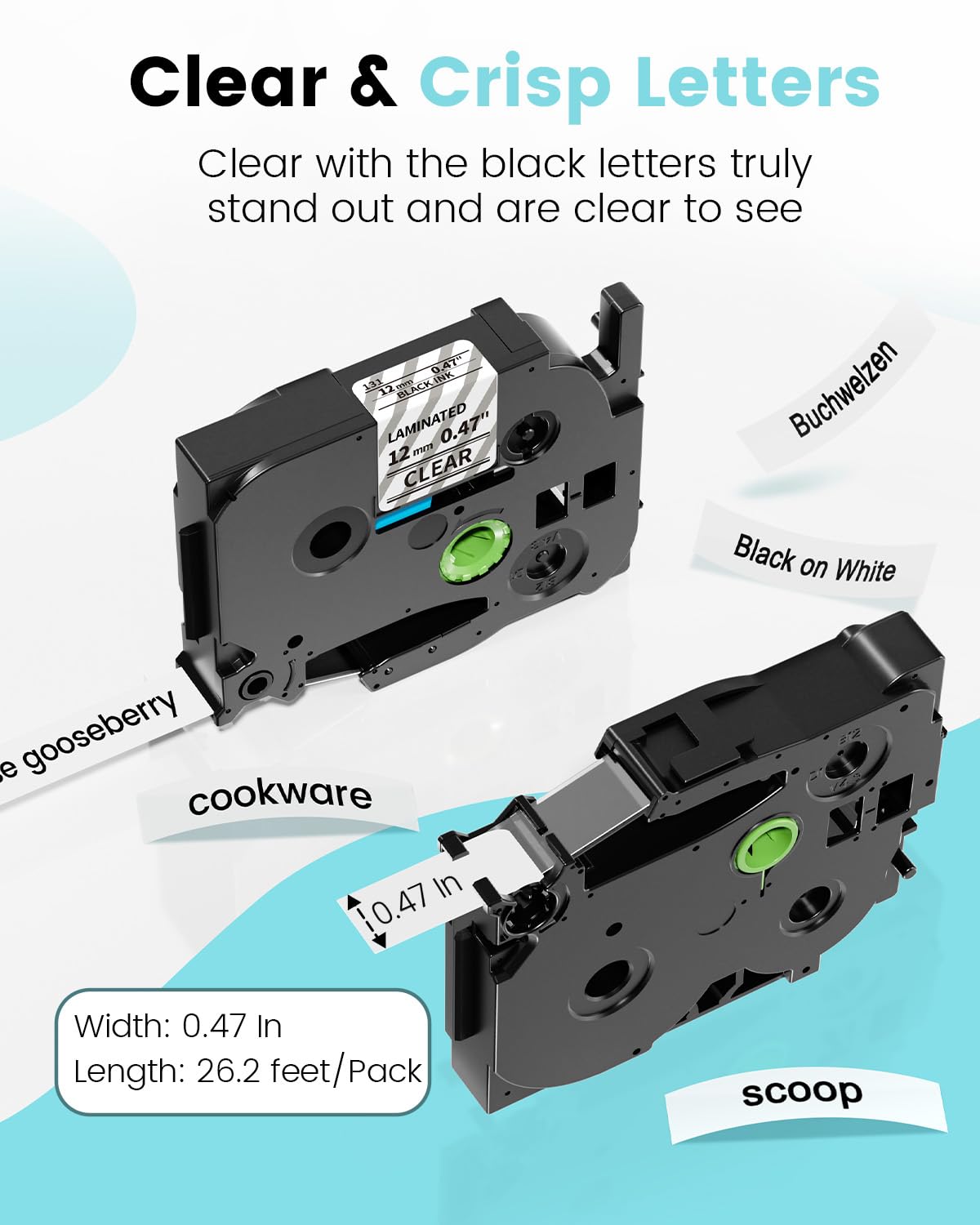 Clear Label Maker Tape for PT-D220 D210 D200 1180 1750 2040 1890 1280