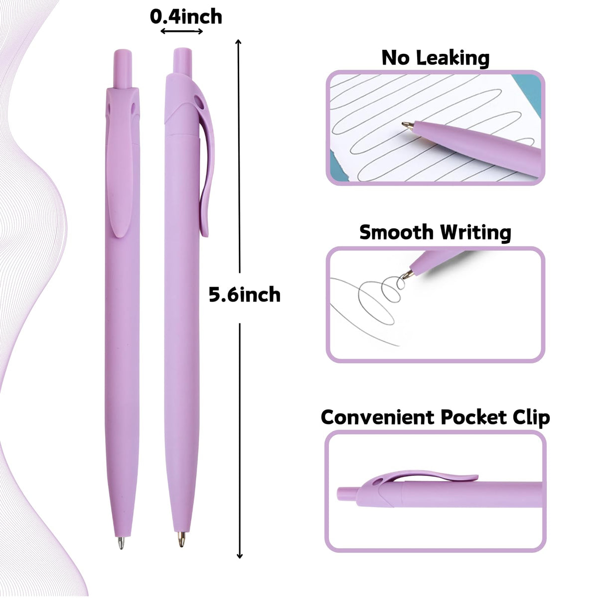 Wiaziert BallPoint Pens, 50 Pack (BLACK Ink), Bulk Pens, Purple Barrel,Click Pens for Office Home