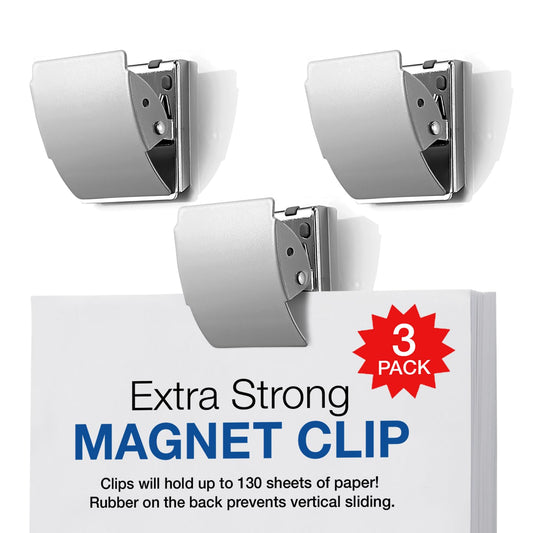 PLUS Extra-Strong Magnetic Binder Clips, Large, 3-Pack Silver