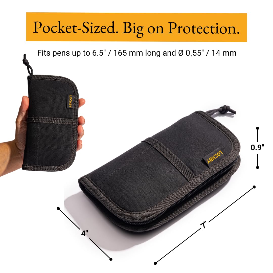 LOCHBY® Quattro | Slim and Elegant Pen Pouch, Durable Waxed Canvas, Lightly Padded for Fountain Pen