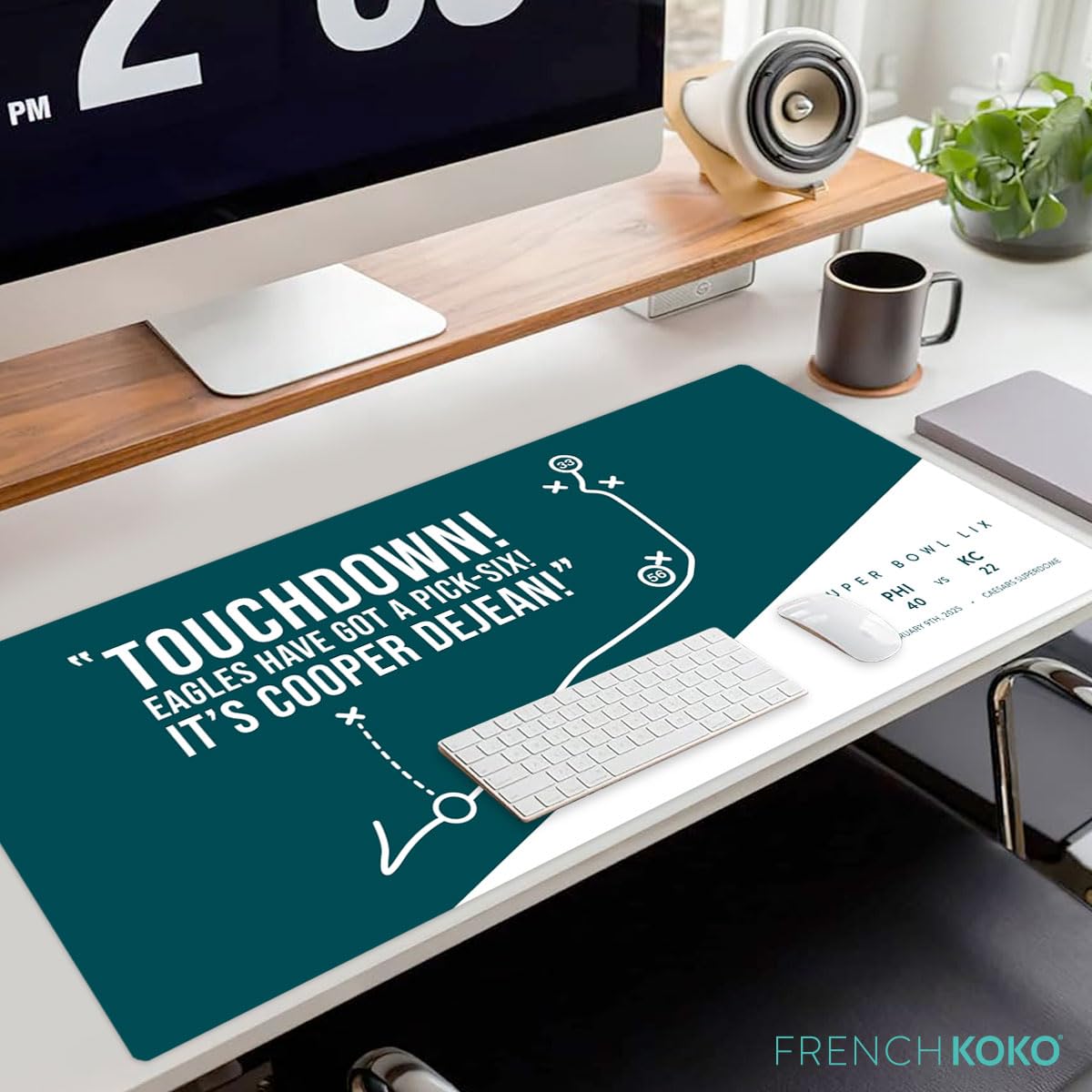 French KOKO Large Philadelphia Desk Mat for Desktop – XL Desk Pad Mat with Smooth Surface, Green
