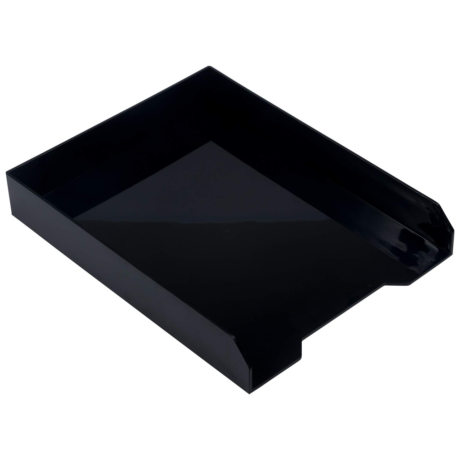 JAM PAPER Stackable Paper Trays - Black - Desktop Document, Letter, & File Organizer Tray - 2/Pack