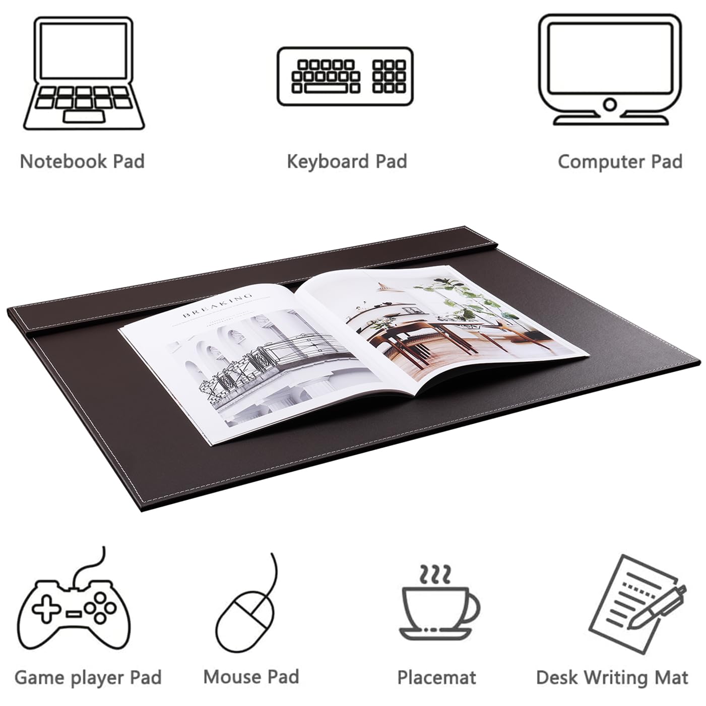 KINGFOM Ultra-Smooth PU Leather Desk Pad & Mat Office Desk Drawing & Writing Board A3/ A4 File