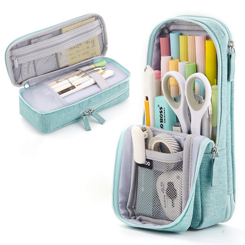 iSuperb Standing Pencil Case 2 Compartments Pencil Pouch Magnetic Mobile Phone Holder Bracket Pen