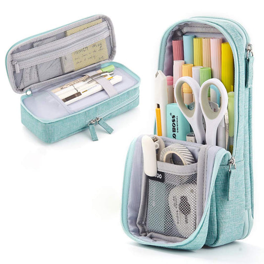 iSuperb Standing Pencil Case 2 Compartments Pencil Pouch Magnetic Mobile Phone Holder Bracket Pen
