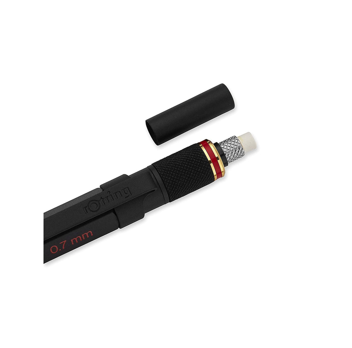 rOtring 800+ Mechanical Pencil and Touchscreen Stylus, Twist-to-Retract, HB 0.7 mm, Black Metal