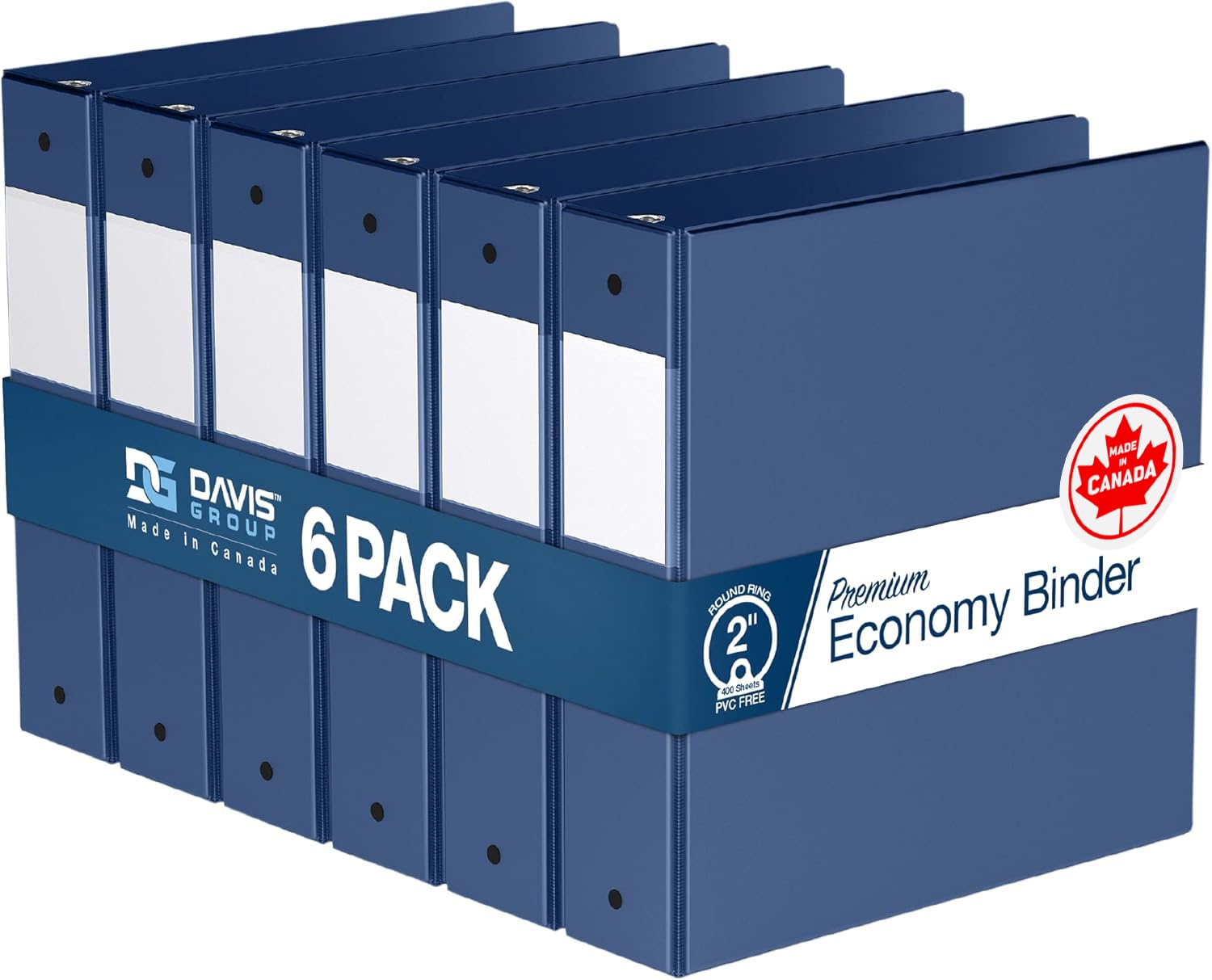 Premium Economy 3-Ring Binder, Spine Label, 2" Round Rings, Royal Blue, 6Pk