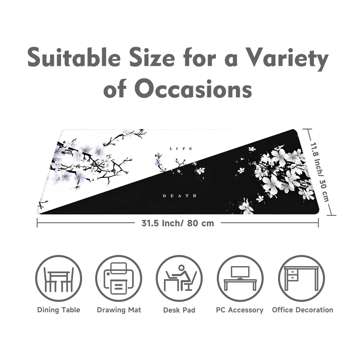 Big Mouse Pad Large Mousepad Gaming Desk Pad Desk Mat Office Decor Accessories (Cherry Blossom in