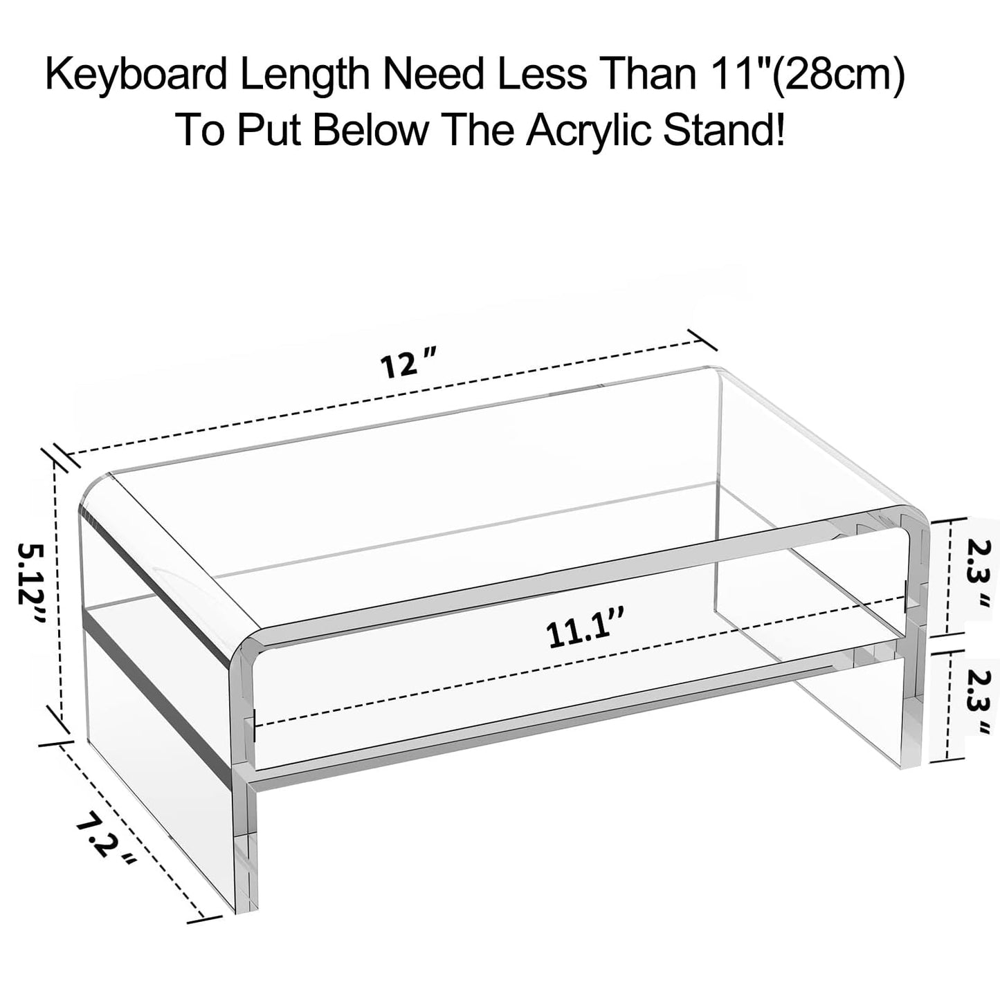 Egchi Acrylic Monitor Stand Riser, 2 Tier Clear Computer Monitor Stand for Home Office Business, PC