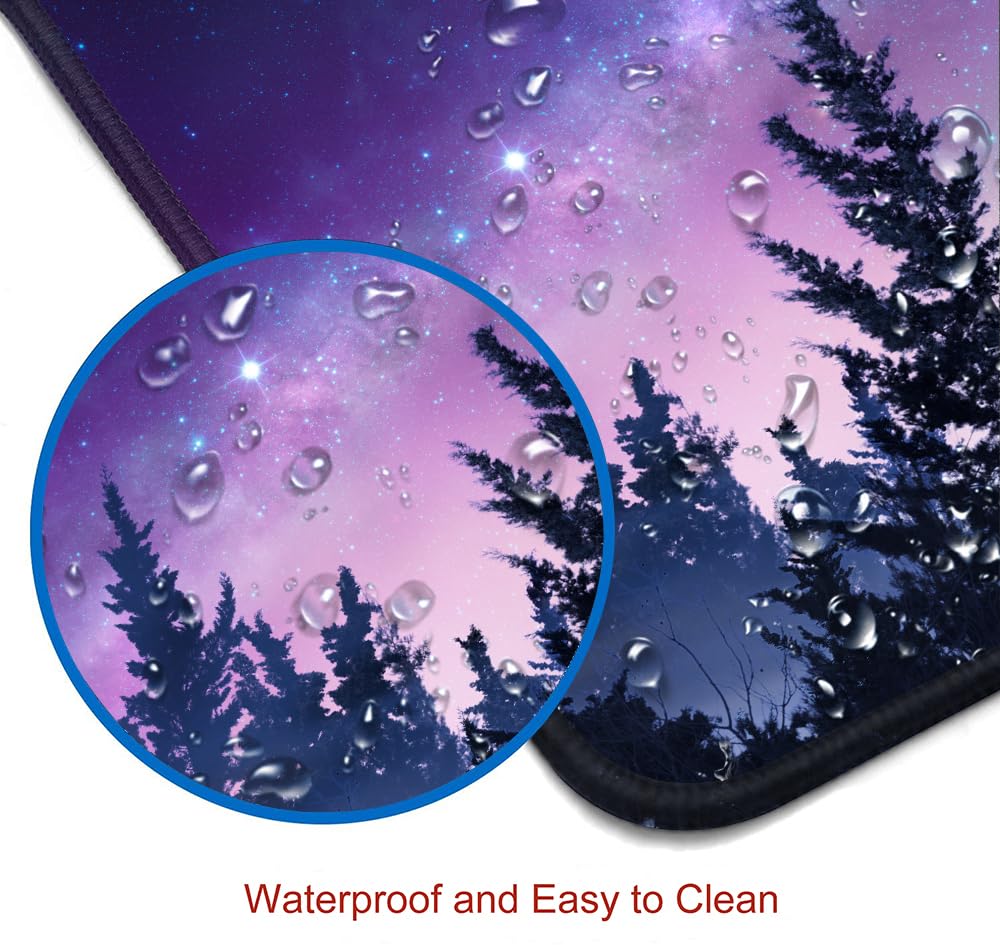 SANWUMIAN Gaming Large Mouse Pad with Stitched Edges, Galaxy Desk Mat, Extended Keyboard Pad