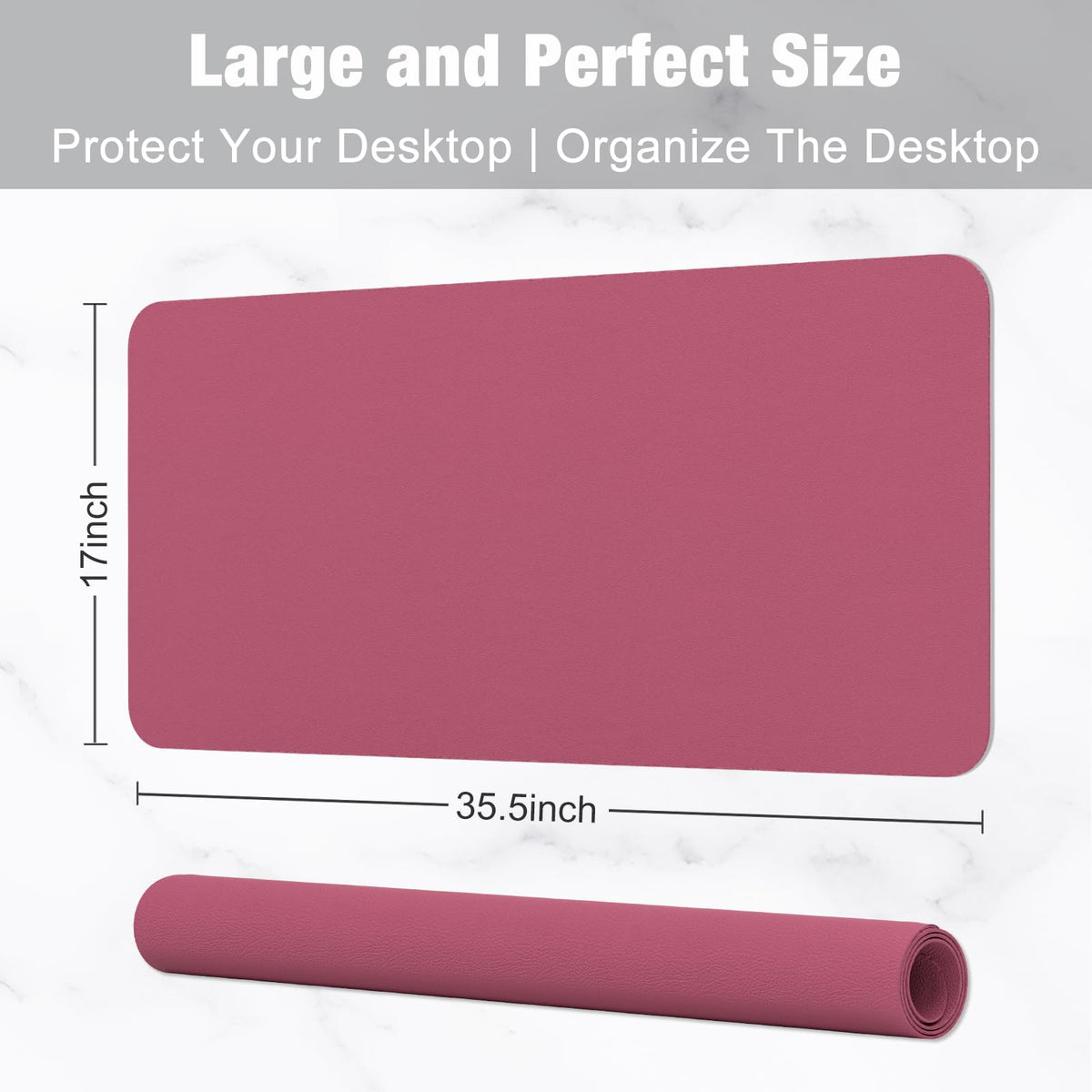 Hsurbtra Desk Pad, 35.5" x 17" PU Leather Desk Mat, XXL Extended Mouse Pad, Waterproof Desktop