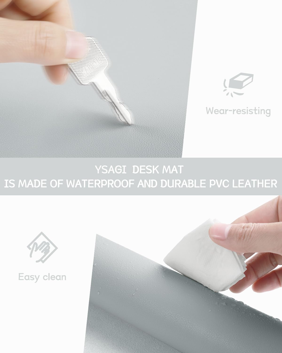YSAGi Non-Slip Leather Desk Pad L Size, Waterproof Laptop Computer Desk Keyboard Mat, Table