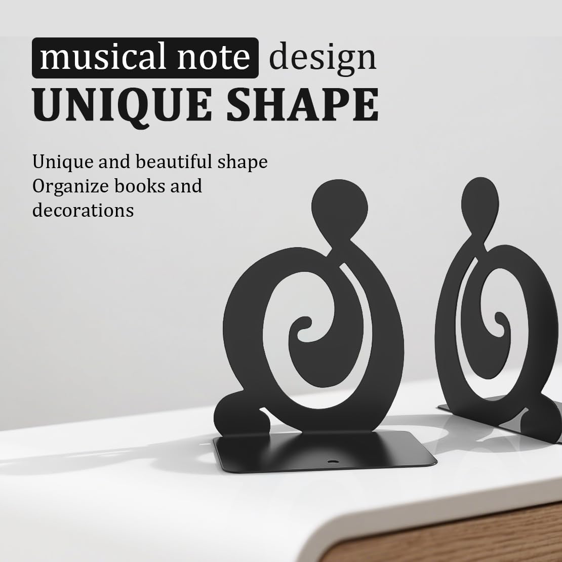4 Pair Book Ends, Metal BookEnds Heavy Duty bookend (Black 4 Pair)
