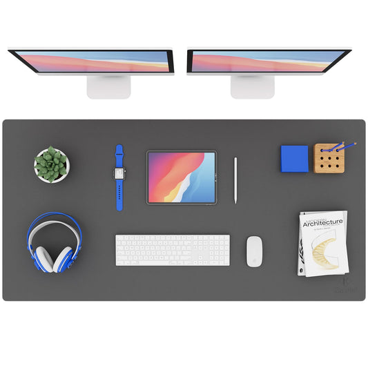 K KNODEL Extra Large Desk Mat, Leather Mouse Pad (47.2"x23.6", Dark Gray)