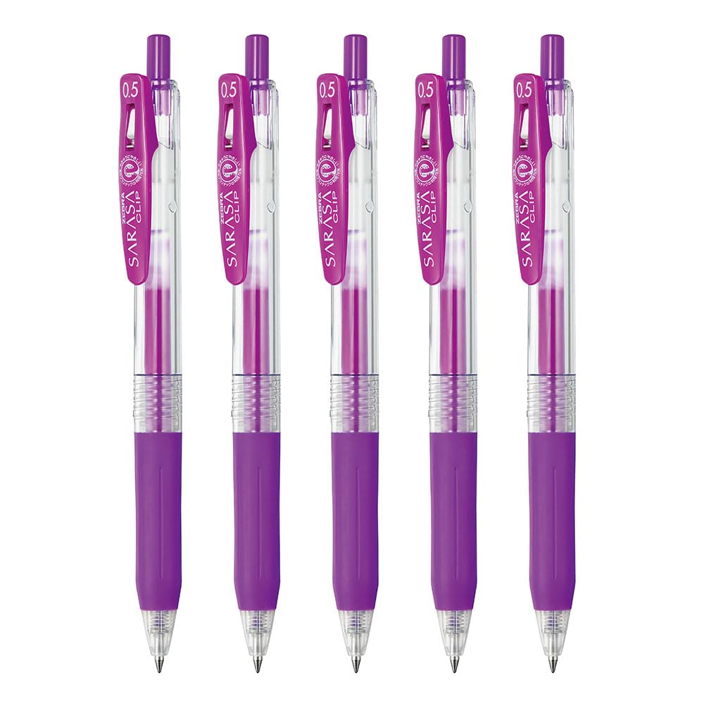 Zebra P-JJ15-PU5-AZ Gel Ballpoint Pen, Sarasa Clip, 0.5mm, Purple, Set of 5