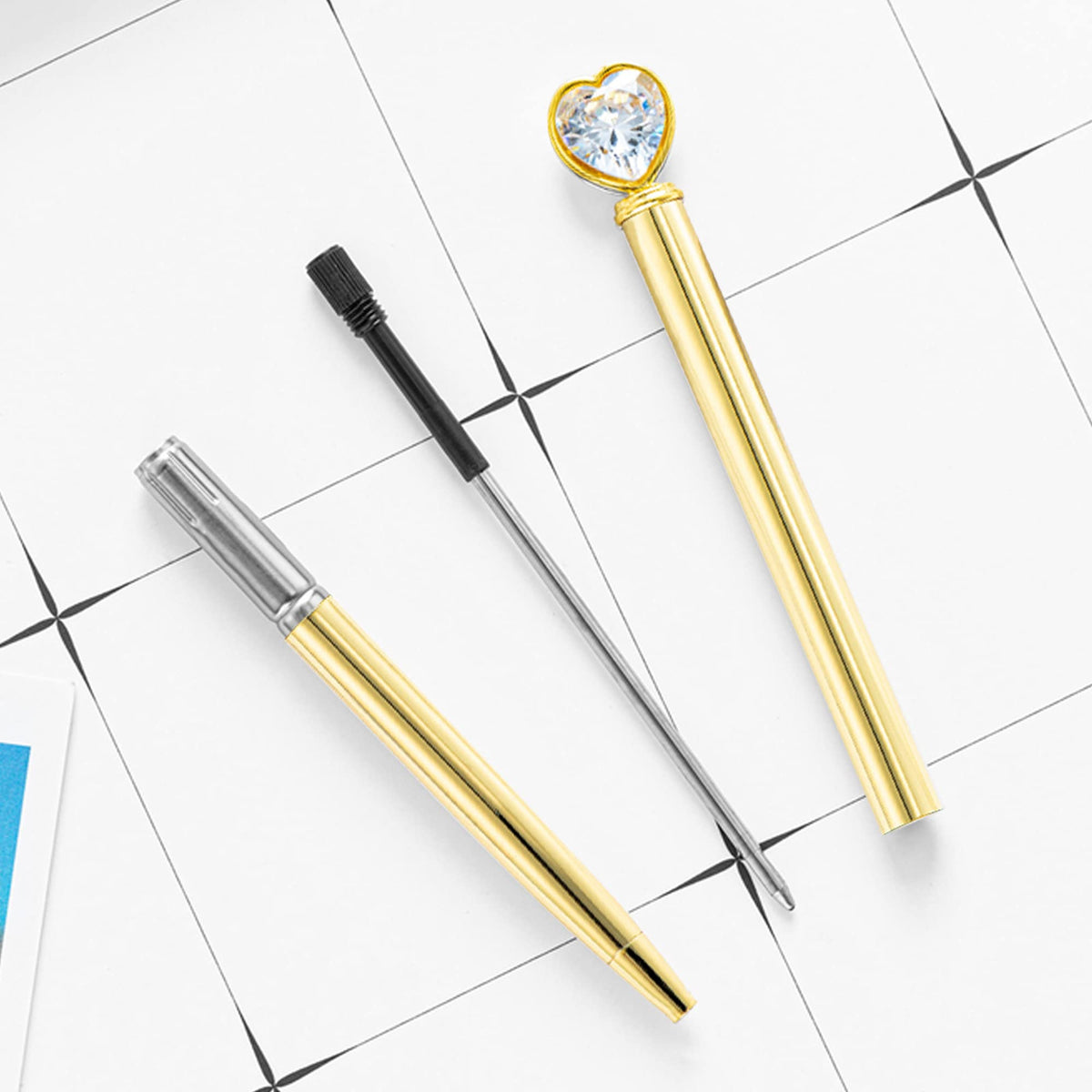 U Scinan 6Pcs Metal Ballpoint Pen 1.0MM Black Ink Refillable Ball Pen with Creative Top Design
